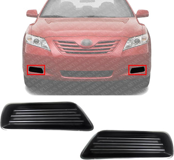 Set Of 2 Front Fog Light Cover Primed Left Driver & Right Passenger Side Direct Replacement Compatible With 2007-2009 Toyota Camry TO2599103 TO2598103 5212706050 5212806050