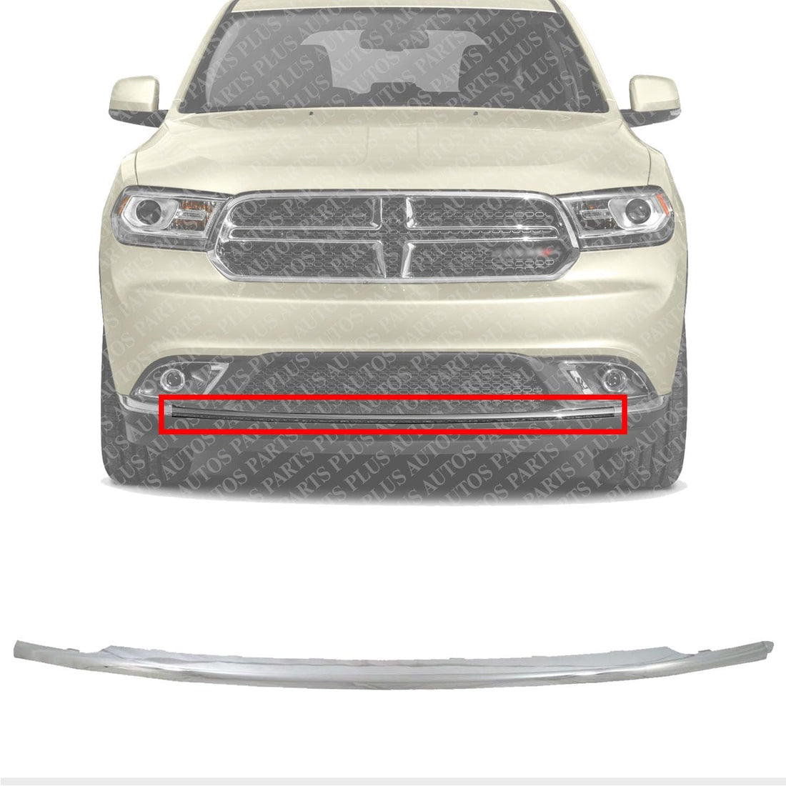 Front Bumper Molding Chrome Direct Replacement Compatible With 2014-2020 Dodge Durango CH1044114 5113729AB