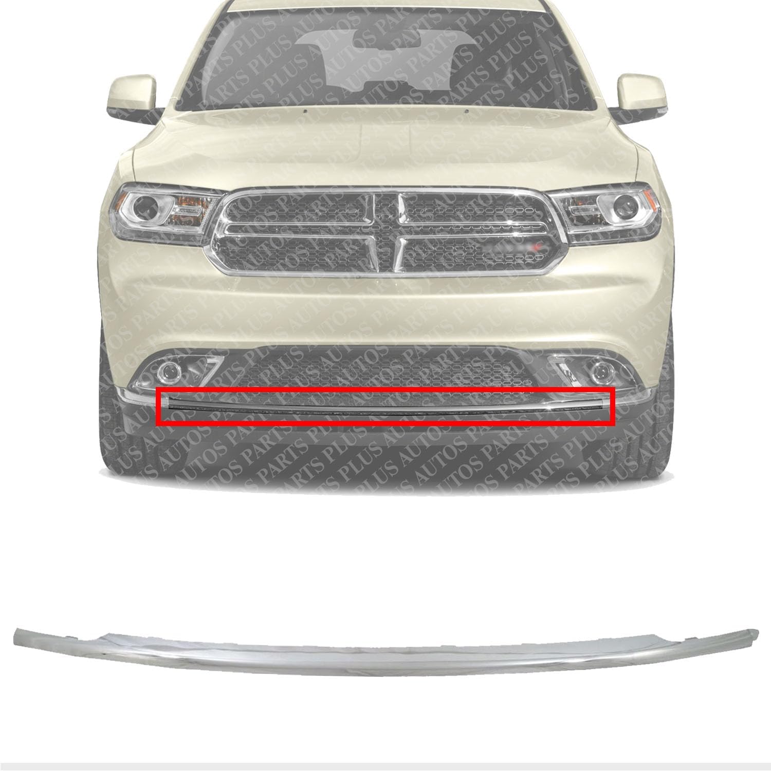 Front Bumper Molding Chrome Direct Replacement Compatible With 2014-2020 Dodge Durango CH1044114 5113729AB