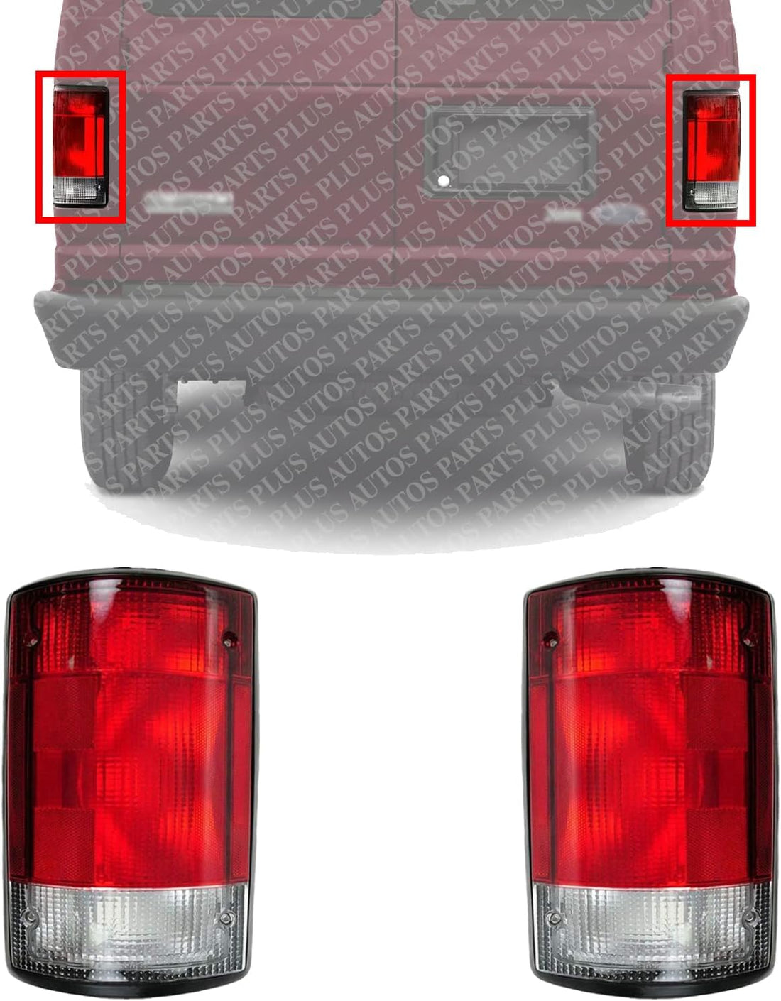 Set Of 2 Tail Light Lens And Housing Right Passenger & Left Driver Side Direct Replacement Compatible With 1995-2014 Ford E-Series / 2000-2005 Excursion FO2801114 FO2800114