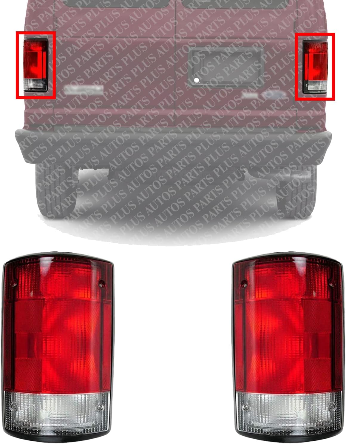Set Of 2 Tail Light Lens And Housing Right Passenger & Left Driver Side Direct Replacement Compatible With 1995-2014 Ford E-Series / 2000-2005 Excursion FO2801114 FO2800114