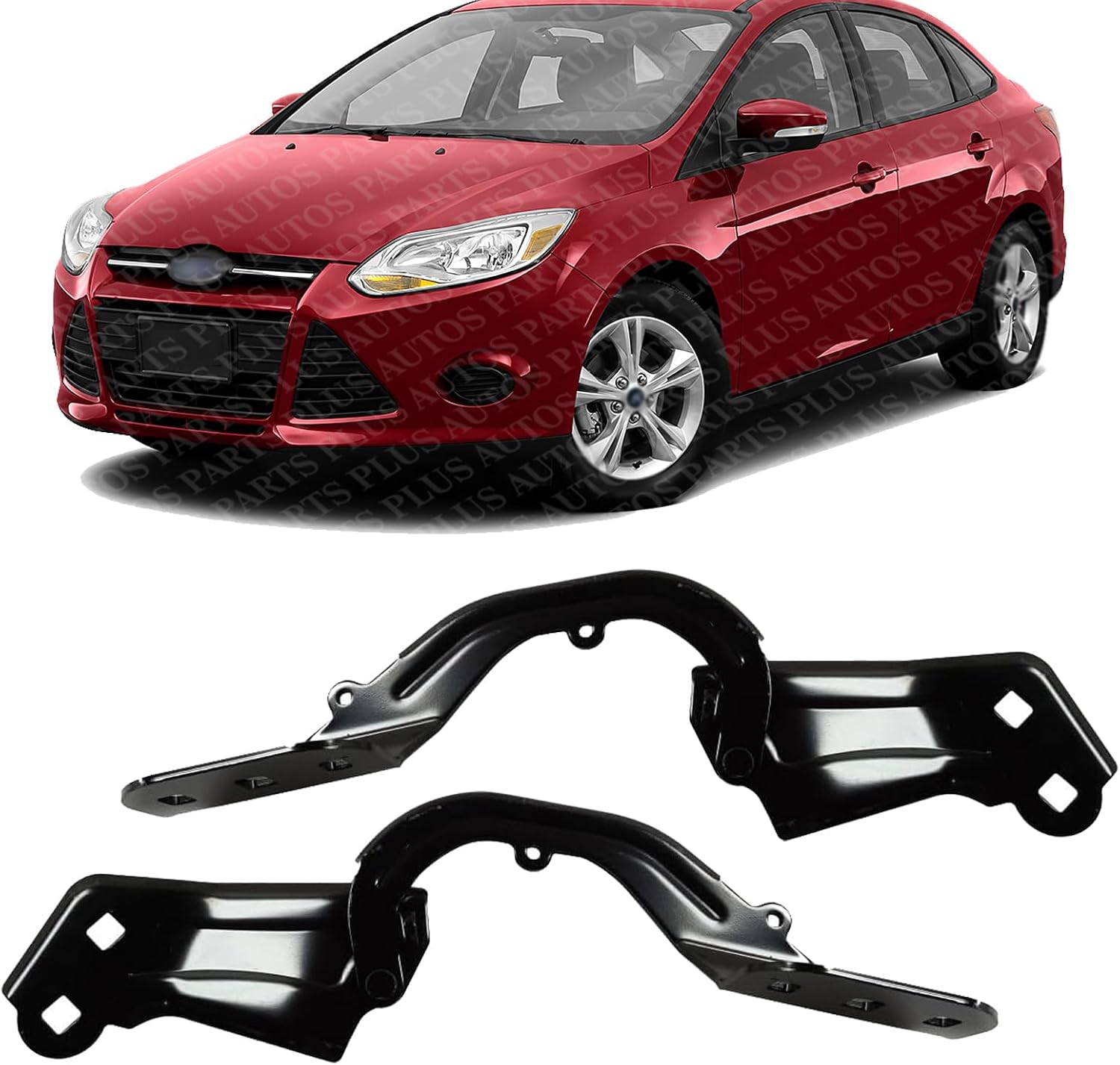 Set of 2 Front Hood Hinge Assembly Steel Left Driver & Right Passenger Side Direct Replacement Compatible with 2013-2016 Ford Escape / 2012-2018 Ford Focus FO1236152 FO1236153