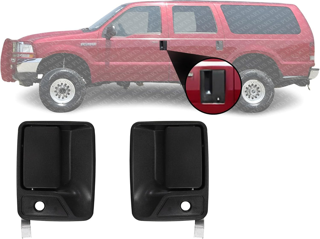 Set of 2 Front Exterior Door Handle Textured Black Left Driver & Right Passenger Side Direct Replacement Compatible with 1999-2016 Ford F-Series Super Duty / 2000-2005 Excursion