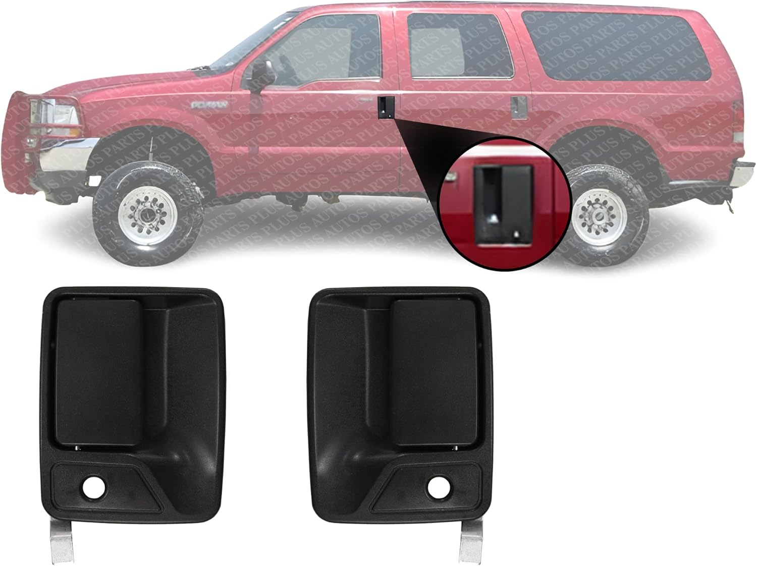 Set of 2 Front Exterior Door Handle Textured Black Left Driver & Right Passenger Side Direct Replacement Compatible with 1999-2016 Ford F-Series Super Duty / 2000-2005 Excursion