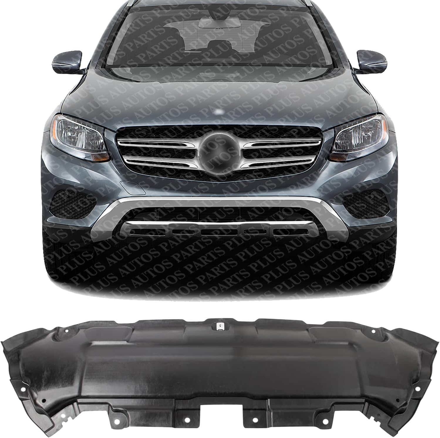 Front Engine Splash Shield Under Cover Plastic Direct Replacement Compatible with 2016-2022 Mercedes Benz GLC300 / GLC43 MB1228171 253524093064