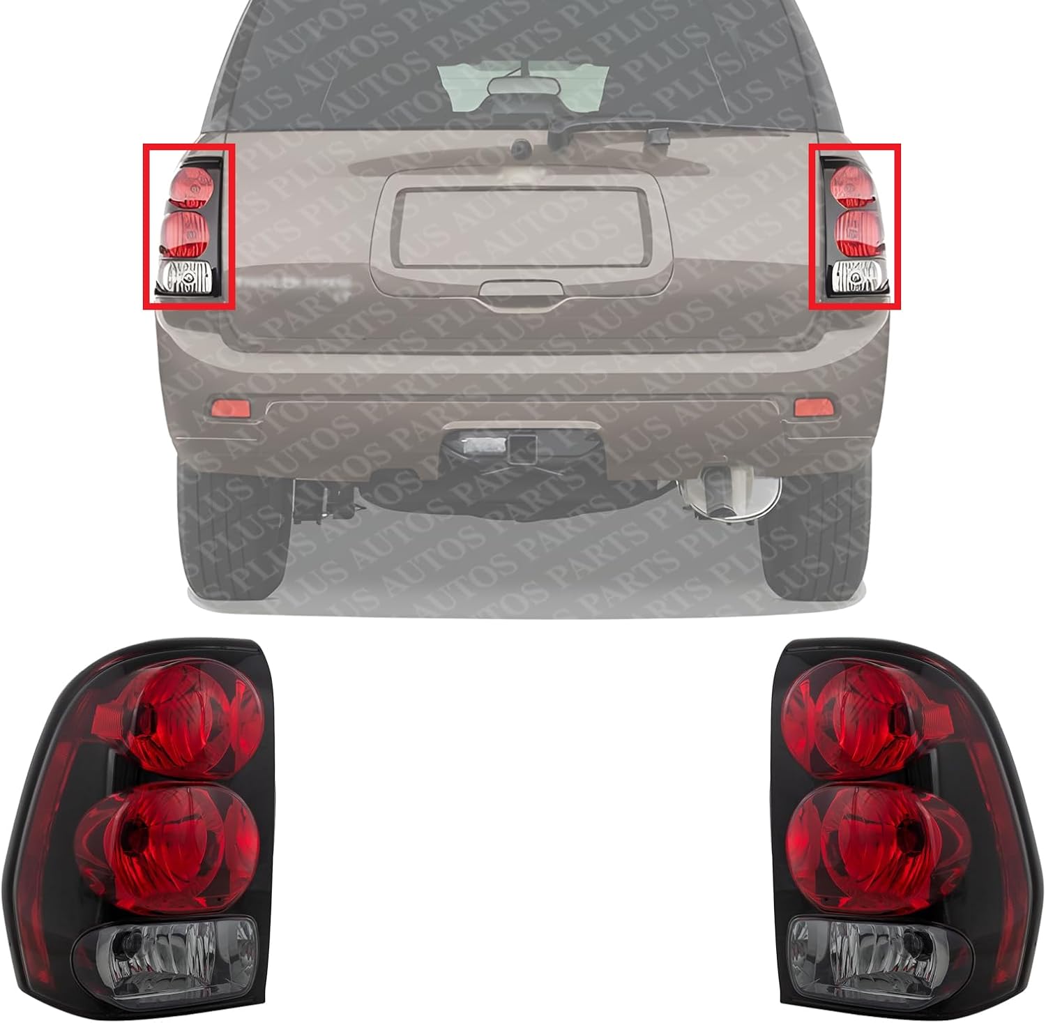 Set Of 2 Tail Light Assembly Right Passenger & Left Driver Side Direct Replacement Compatible With 2002-2009 Chevrolet Trailblazer GM2800150 GM2801150 15131578 15131579