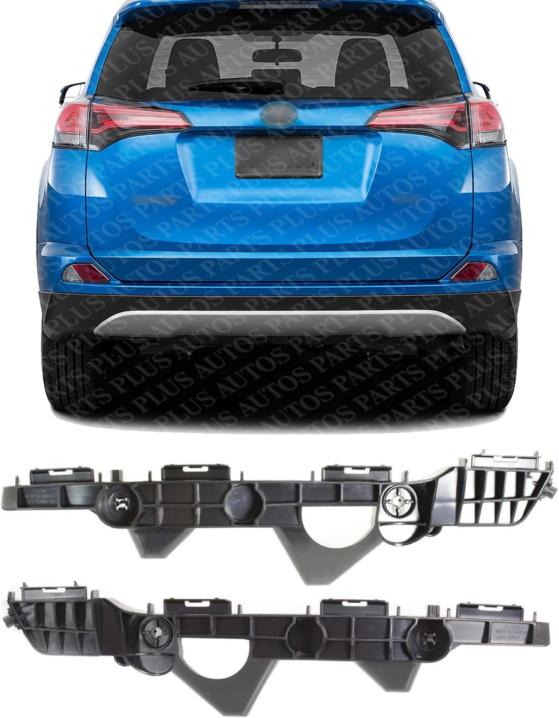 Set Of 2 Rear Bumper Side Support Bracket Plastic Left Driver & Right Passenger Side Direct Replacement Compatible With 2016-2018 Toyota RAV4 TO1143121 TO1142121 521550R050 521560R050