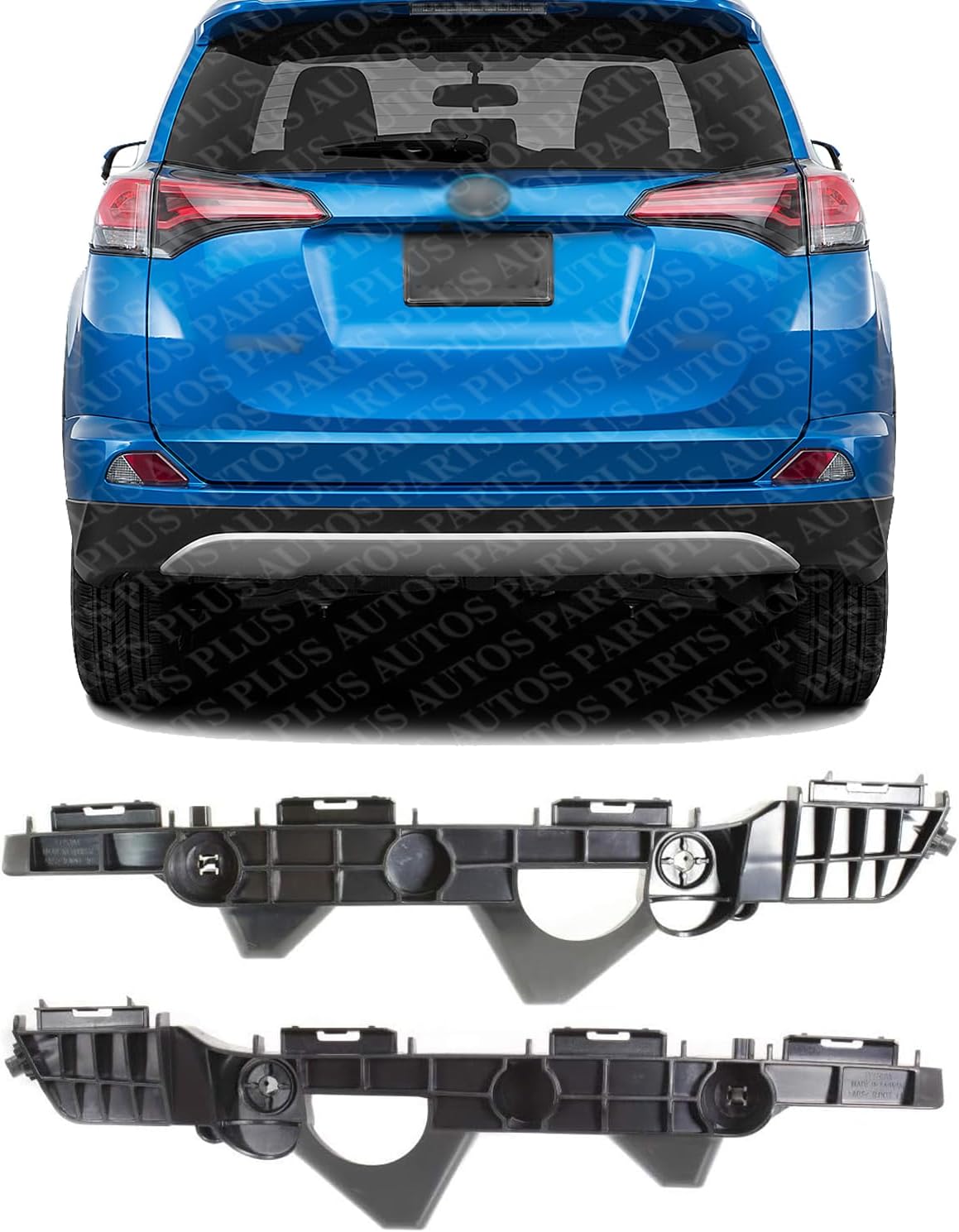 Set Of 2 Rear Bumper Side Support Bracket Plastic Left Driver & Right Passenger Side Direct Replacement Compatible With 2016-2018 Toyota RAV4 TO1143121 TO1142121 521550R050 521560R050