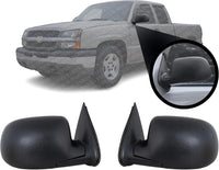 AUTOS PARTS PLUS Set of 2 Front Mirror Manual Folding Non-Towing Textured Right & Left Side Direct Replacement Compatible With Chevrolet Silverado/GMC Sierra 1500 2500HD 3500 1999-2006 GM1320230
