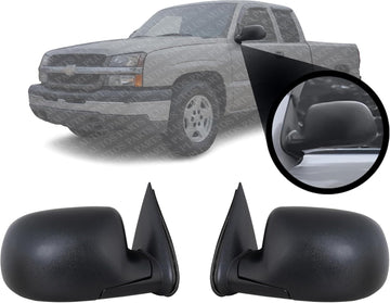 AUTOS PARTS PLUS Set of 2 Front Mirror Manual Folding Non-Towing Textured Right & Left Side Direct Replacement Compatible With Chevrolet Silverado/GMC Sierra 1500 2500HD 3500 1999-2006 GM1320230