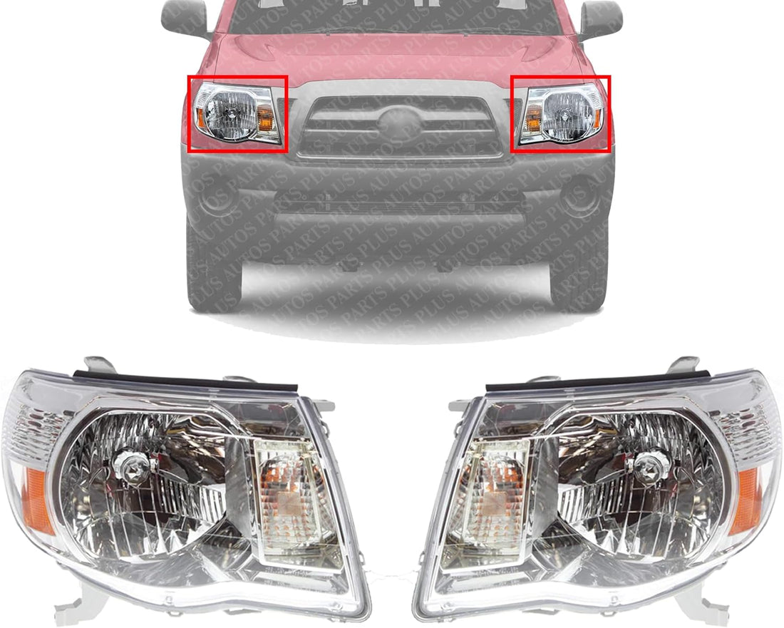 Set Of 2 Front Head Lights Assembly Left Driver & Right Passenger Side Direct Replacement Compatible With 2005-2011 Toyota Tacoma TO2502157 TO2503157 TO2502181 TO2503181