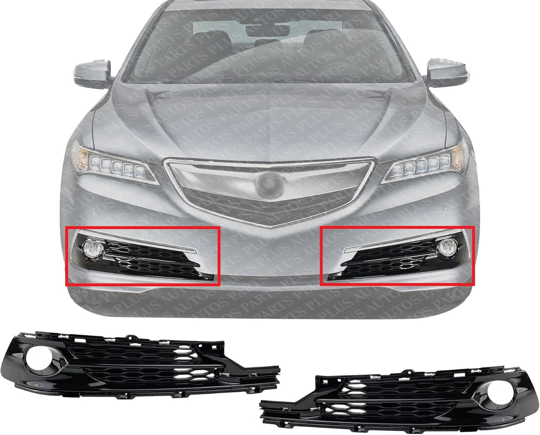 Set Of 2 Front Fog Light Molding Primed Plastic Right Passenger & Left Driver Side Direct Replacement Compatible With 2015-2017 Acura TLX AC1039107 AC1038107 71102TZ3A20 71107TZ3A20