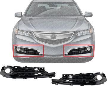 Set Of 2 Front Fog Light Molding Primed Plastic Right Passenger & Left Driver Side Direct Replacement Compatible With 2015-2017 Acura TLX AC1039107 AC1038107 71102TZ3A20 71107TZ3A20