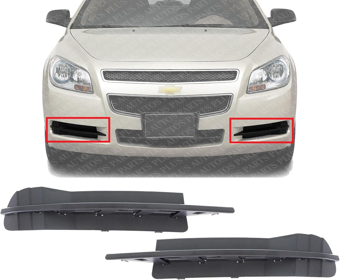 Set Of 2 Front Fog Light Cover Textured Plastic Right Passenger & Left Driver Side Direct Replacement Compatible With 2010-2012 Chevrolet Malibu GM1039137 GM1038137 20861566 20861565