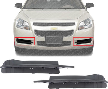 Set Of 2 Front Fog Light Cover Textured Plastic Right Passenger & Left Driver Side Direct Replacement Compatible With 2010-2012 Chevrolet Malibu GM1039137 GM1038137 20861566 20861565