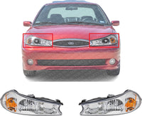 Set Of 2 Front Headlight Assembly Halogen Right Passenger and Left Driver Side Direct Replacement Compatible With 1998-2000 Ford Contour FO2503145 FO2502145 XS2Z13008AA XS2Z13008BA
