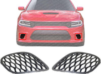 Set Of 2 Front Fog Light Cover Textured Plastic Right Passenger & Left Driver Side Direct Replacement Compatible With 2015-2022 Dodge Charger CH1039168 CH1038168 68280492AA 68280493AA