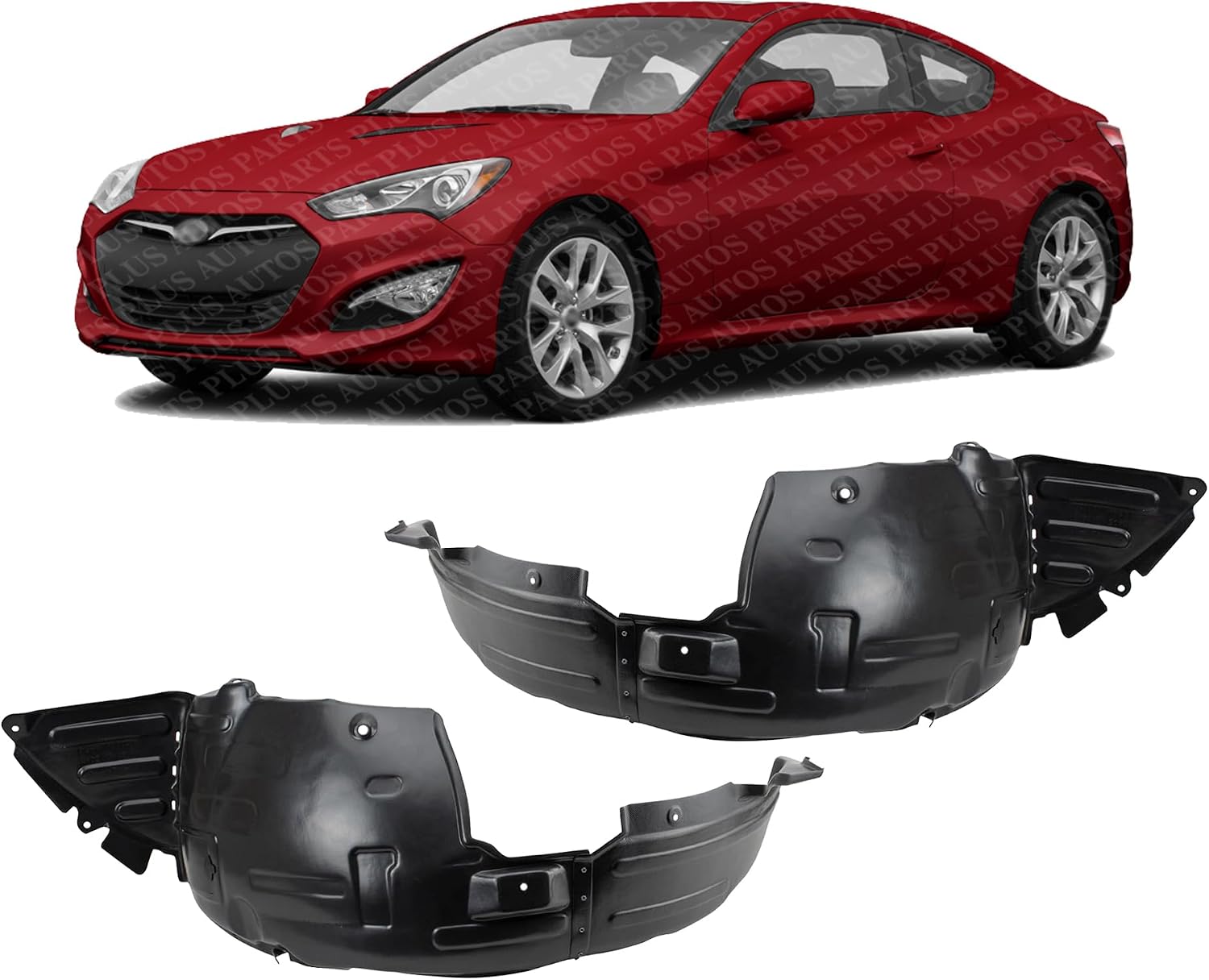 Set of 2 Front Fender Liner Right Passenger & Left Driver Side Direct Replacement Compatible with 2013-2016 Hyundai Genesis Coupe HY1249144 HY1248144 868122M500 868112M500