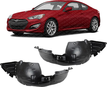 Set of 2 Front Fender Liner Right Passenger & Left Driver Side Direct Replacement Compatible with 2013-2016 Hyundai Genesis Coupe HY1249144 HY1248144 868122M500 868112M500
