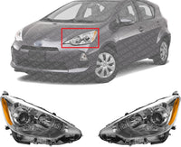Set Of 2 Front Headlight Assembly Halogen Right Passenger & Left Driver Side Direct Replacement Compatible With 2012-2014 Toyota Prius C TO2503214 TO2502214 8111052E81 8115052E81