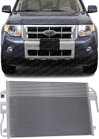 Front AC Condenser Aluminum Core Direct Replacement Compatible With 2009-2012 Ford Escape / 2009-2011 Mercury Mariner/Mazda Tribute FO3030222 9L8Z19712A