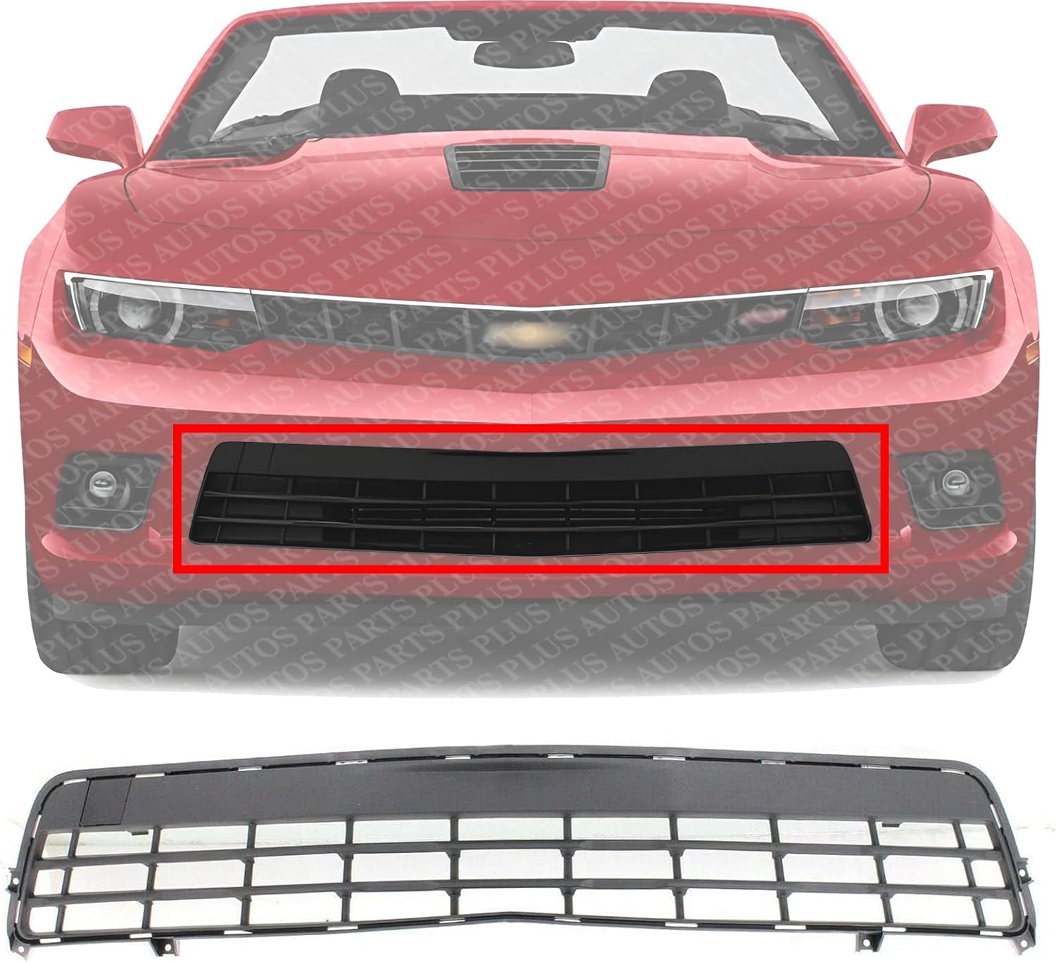 AUTOS PARTS PLUS Front Bumper Lower Grille Primed Direct Replacement Compatible With 2014-2015 Chevrolet Camaro SS / Z28 GM1036165 22829524