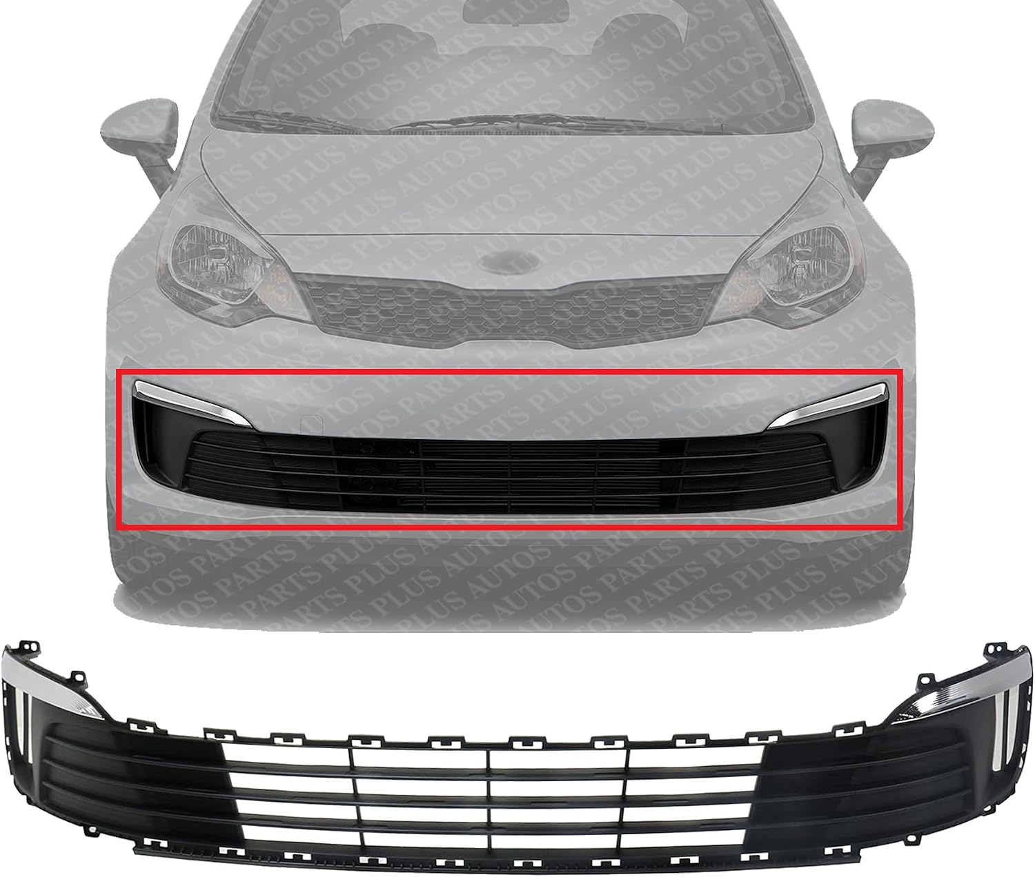 Front Bumper Grille Plastic Direct Replacement Compatible With 2016-2017 Kia Rio KI1036138 865601W500