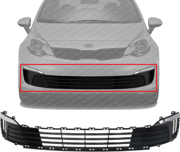 Front Bumper Grille Plastic Direct Replacement Compatible With 2016-2017 Kia Rio KI1036138 865601W500