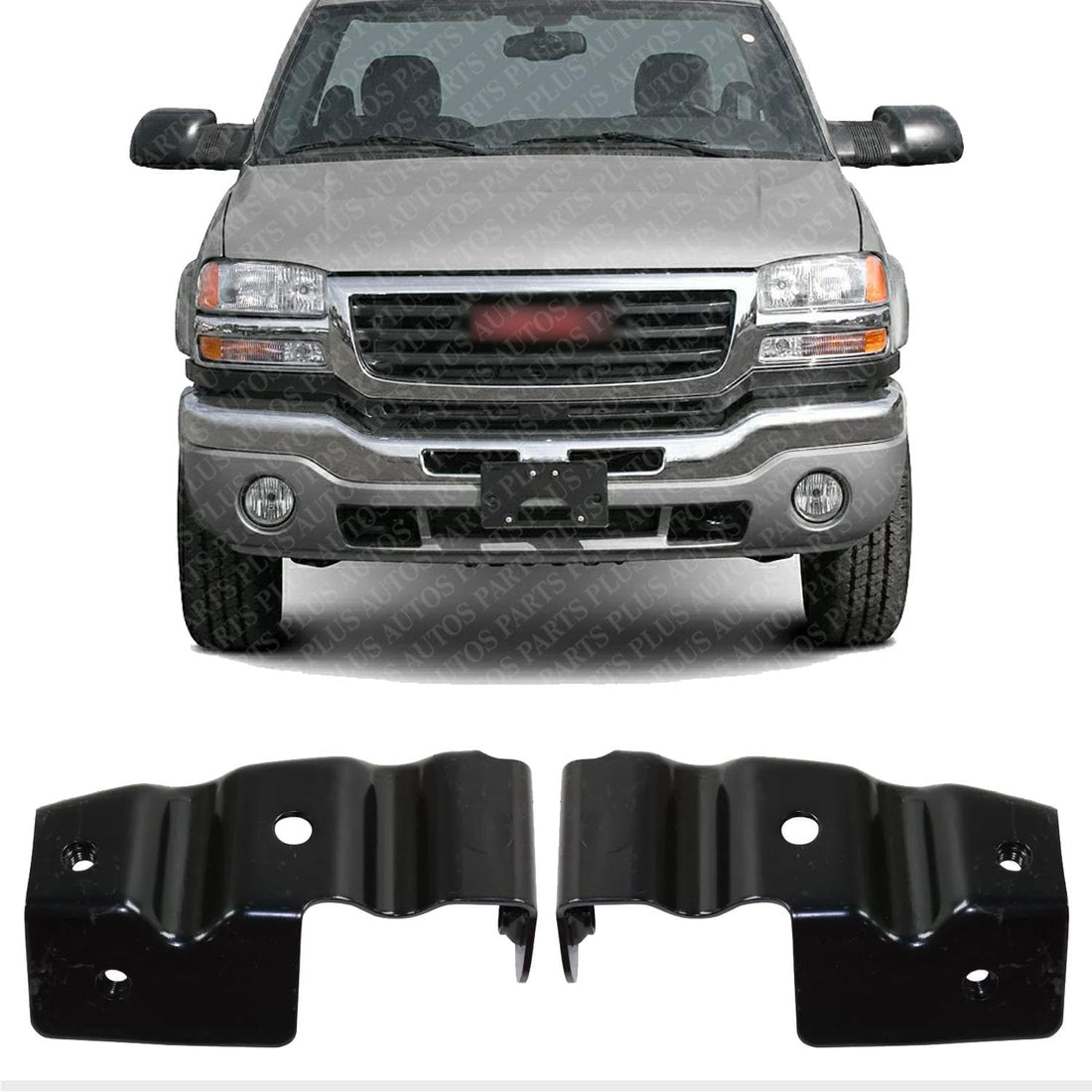 AUTOS PARTS PLUS Set Of 2 Front Bumper Outer Bracket Left Driver and Right Passenger Side Direct Replacement Compatible With GMC Sierra 1500 2500HD 3500 2003-2006 GM1067165 GM1066165 15098995 15098994