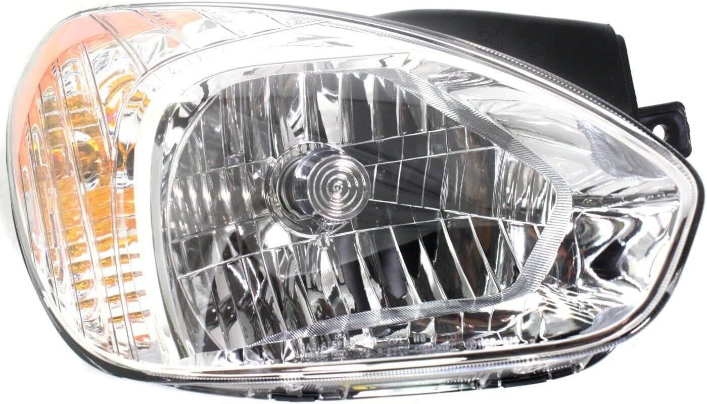 Set Of 2 Front Head Light Halogen Assembly Left Driver & Right Passenger Side Direct Replacement Compatible With 2007-2011 Hyundai Accent HY2502144 HY2503144 921011E011 921021E011