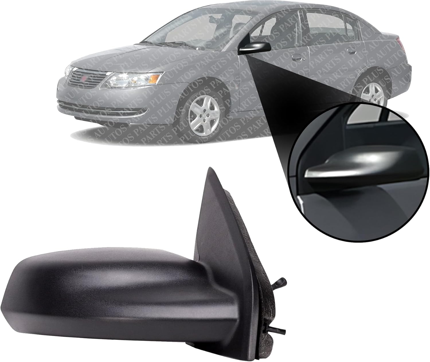 Front Mirror Manual Adjust Non-Heated Textured Right Passenger Side Direct Replacement Compatible With 2003-2007 Saturn Ion GM1321266 22726677