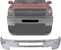 Front Bumper Impact Bar Chrome Steel Without Fog Light Holes Direct Replacement Compatible With 2011-2014 Chevrolet Silverado 2500/3500 GM1002838 25832522