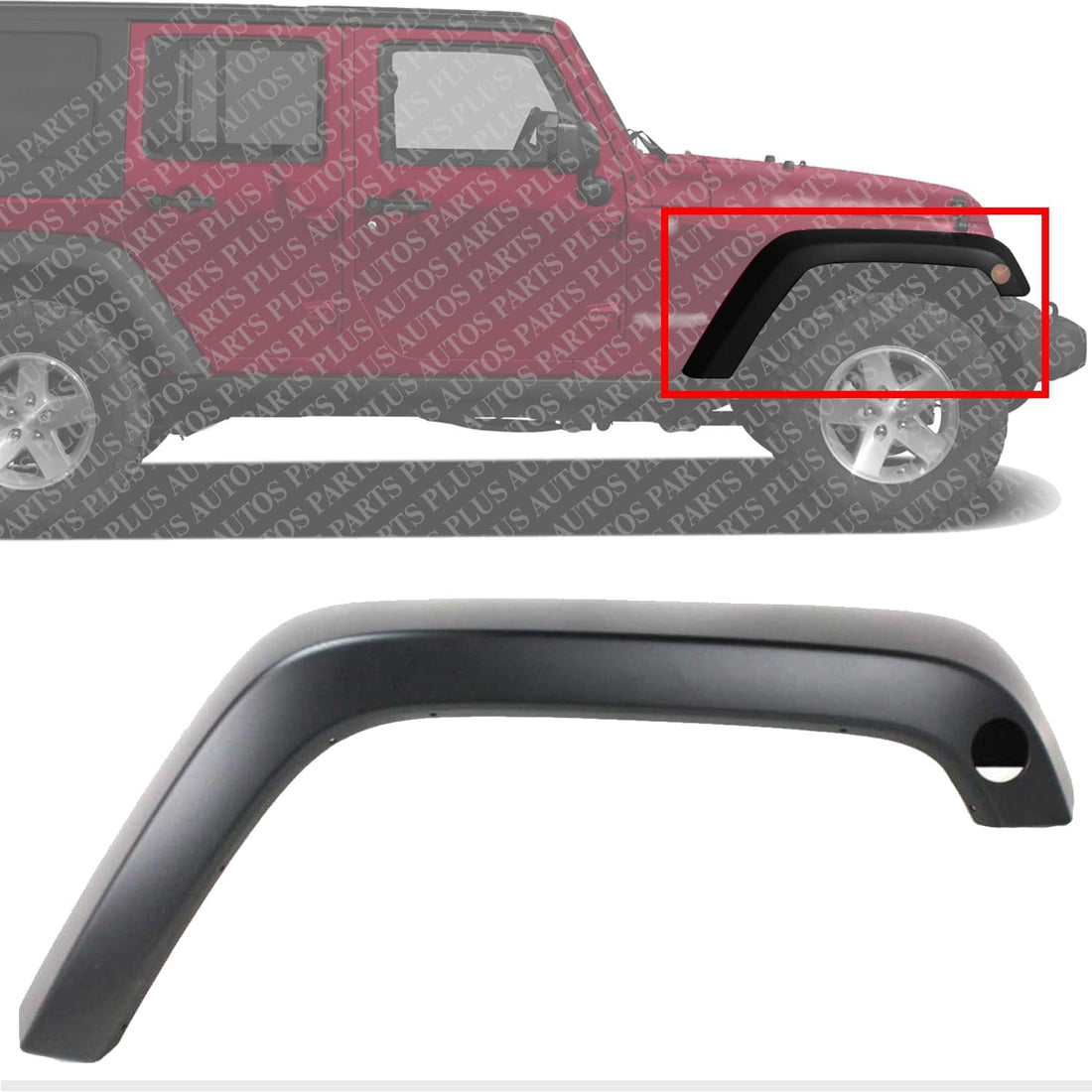 Front Fender Flare Primed With Side Marker Hole Right Passenger Side Direct Replacement Compatible With 2007-2018 Jeep Wrangler CH1269108 5KC86TZZAJ 5KC86TZZAH