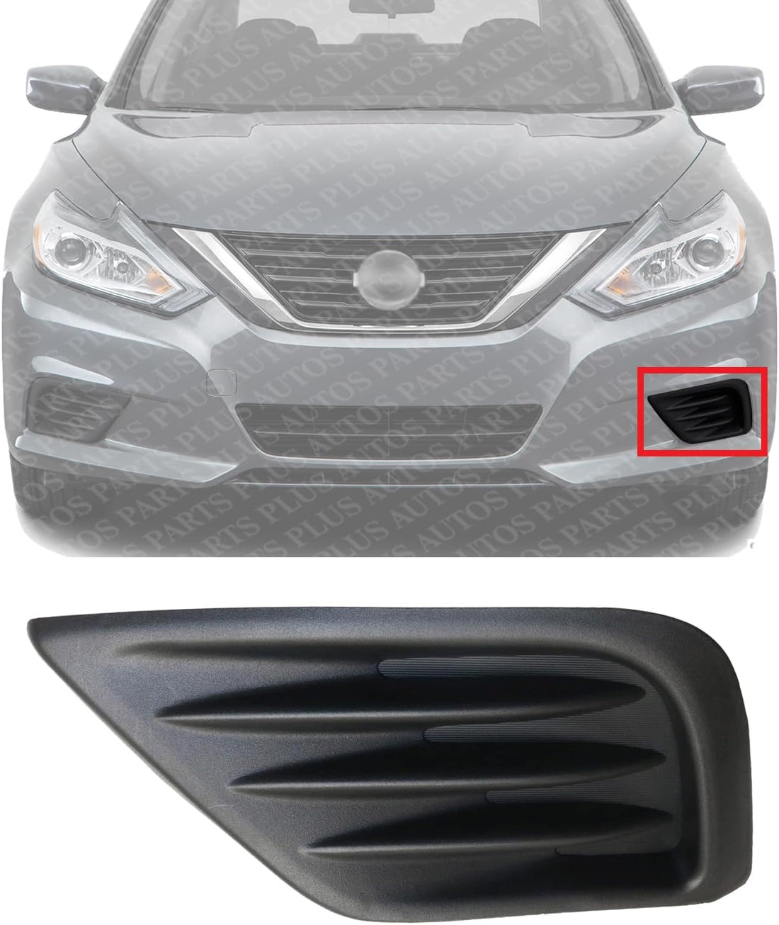 Front Fog Light Cover Textured Left Driver Side Direct Replacement Compatible With 2016-2018 Nissan Altima NI1038139 622579HS0A
