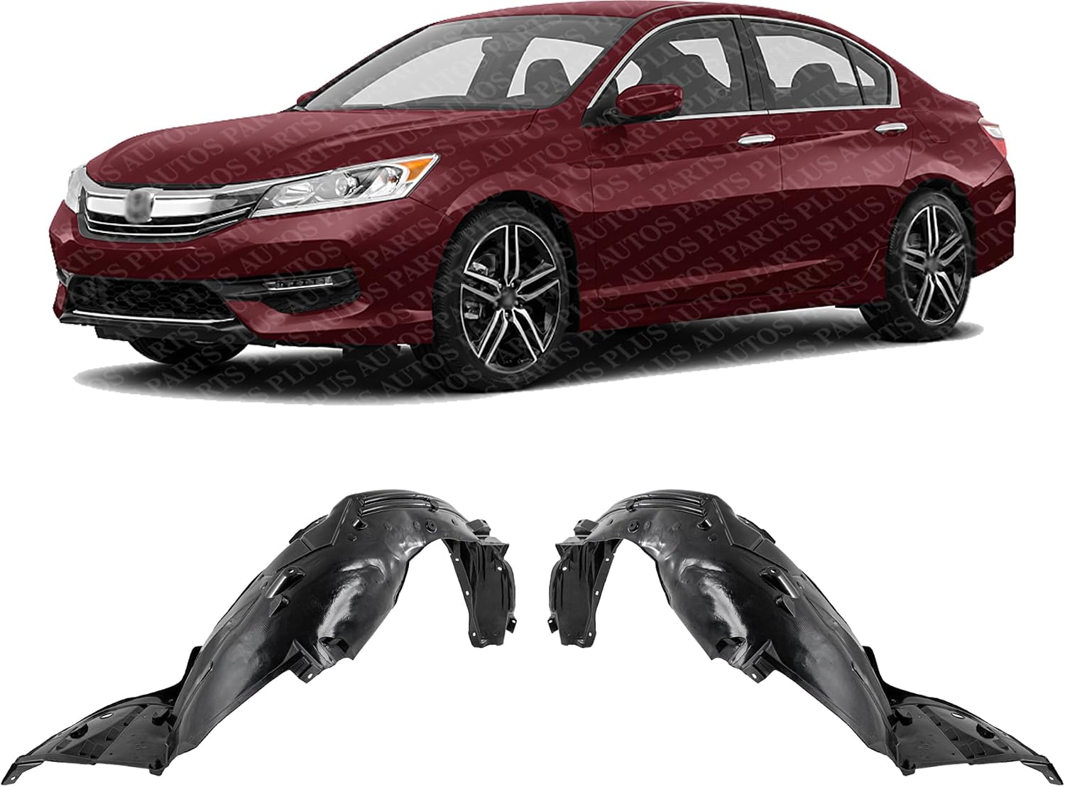 Set Of 2 Front Fender Liner Right Passenger & Left Driver Side Direct Replacement Compatible With 2016-2017 Honda Accord HO1249157 HO1248157 74100T2AA01 74150T2AA01