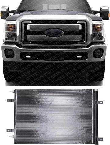 Front AC Condenser Aluminum Core Direct Replacement Compatible With 2011-2016 Ford F-Series Super Duty FO3030234 BC3Z19712B