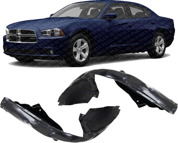 Set Of 2 Front Fender Liner Right Passenger & Left Driver Side Direct Replacement Compatible With 2011-2014 Dodge Charger CH1249154 CH1248154 68083028AH-PFM 68083029AH-PFM