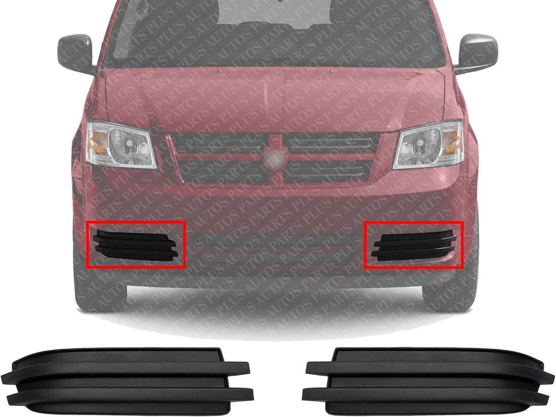 Set Of 2 Front Fog Light Cover Left Driver & Right Passenger Side Direct Replacement Compatible With 2008-2010 Dodge Grand Caravan CH2599104 CH2598104 5113146AA 5113147AA