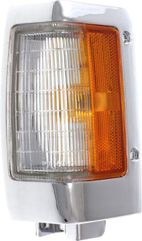 Set Of 2 Front Corner Lamp Assembly With Chrome Trim Right Passenger & Left Driver Side Direct Replacement Compatible With 1990-1997 Nissan Pickup NI2551107 NI2550107 B611088G00
