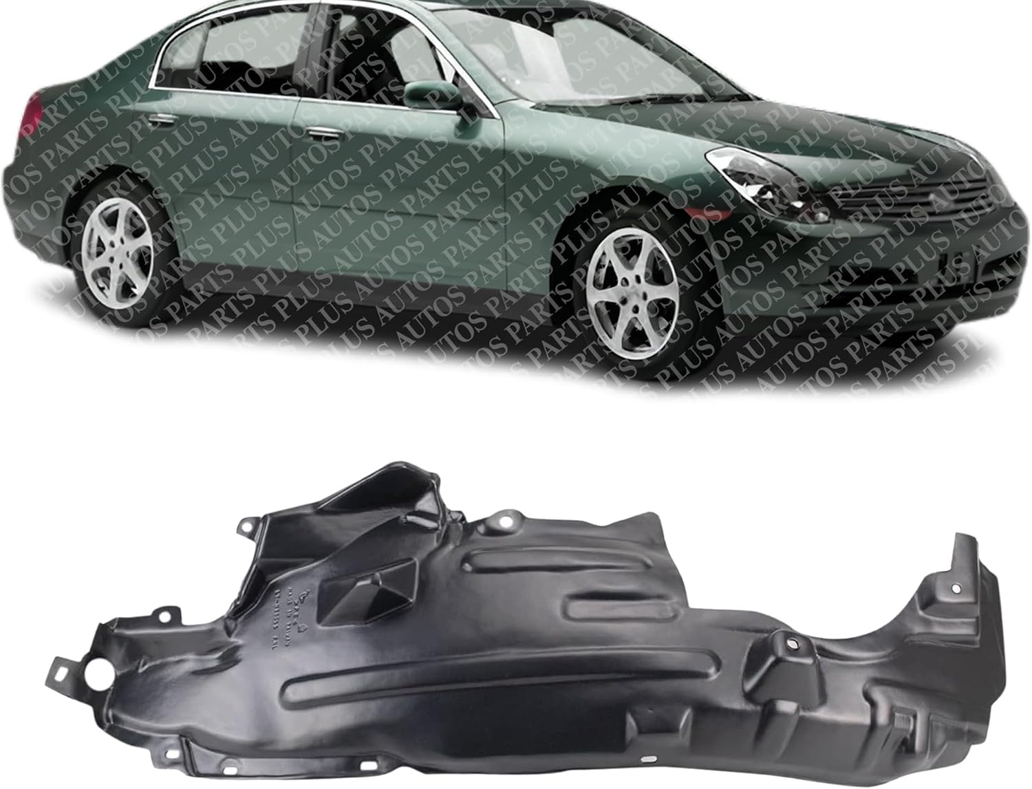 Front Fender Liner Rear Section Right Passenger Side Direct Replacement Compatible With 2003-2004 Infiniti G35 IN1249103 63842AL500
