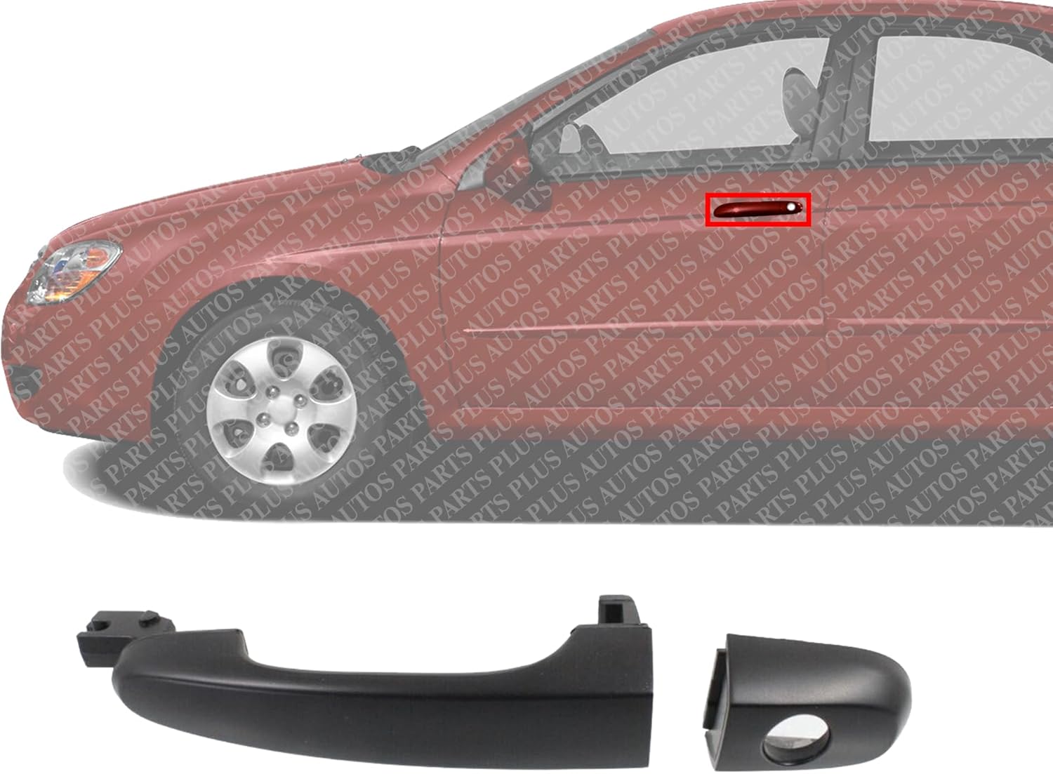Front Exterior Door Handel + Cover Primed Left Driver Side Direct Replacement Compatible with 2004-2009 Kia Spectra KI1310118 KI1310121 826502F000-PFM 826702F000