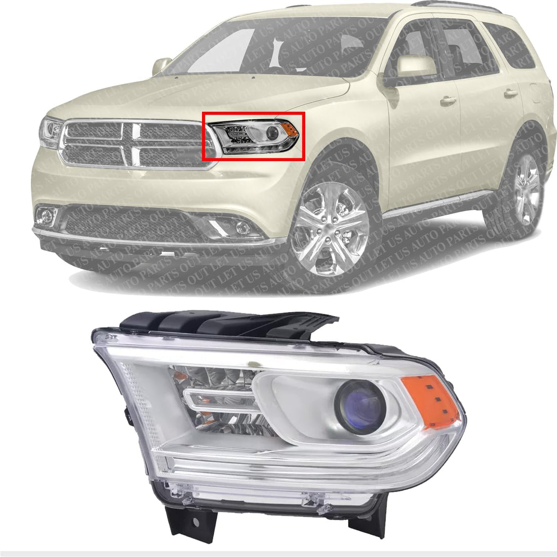 Front Head Light Assembly Left Driver Side Direct Replacement Compatible With 2014-2017 Dodge Durango CH2502256 68188731AI 68188731AF