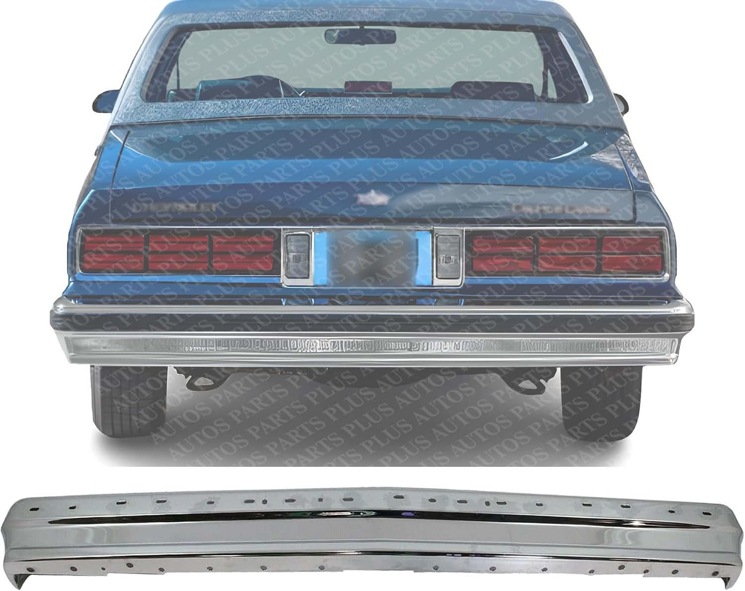 Rear Bumper Face Bar Chrome Steel With Molding Holes Direct Replacement Compatible With 1980-1990 Chevrolet Caprice GM1102132 14008748