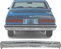 Rear Bumper Face Bar Chrome Steel With Molding Holes Direct Replacement Compatible With 1980-1990 Chevrolet Caprice GM1102132 14008748