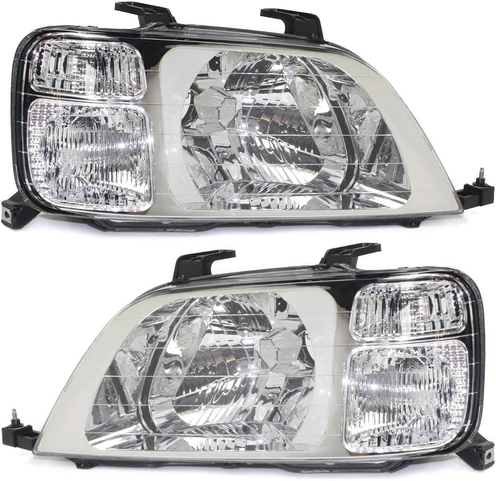 Set Of 2 Front Headlight Lens And Housing Halogen Right Passenger & Left Driver Side Direct Replacement Compatible With 1997-2001 Honda CR-V HO2502112 HO2503112 33151S10A01