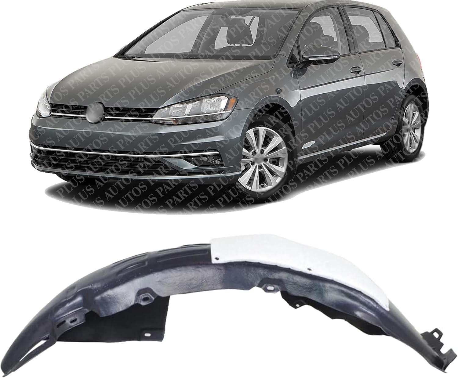 Front Fender Liner Rear Section Left Driver Side Direct Replacement Compatible With 2018-2021 Volkswagen Golf / 2015-2020 e-Golf VW1248146 5G0805969P