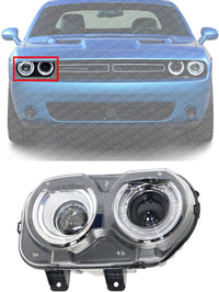 Front Head Light Assembly Without Air Ducts Halogen Right Passenger Side Direct Replacement Compatible With 2015-2022 Dodge Challenger CH2503267 68174064AG 68174064AF
