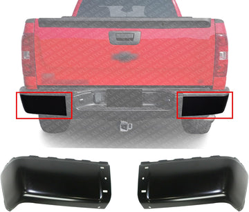 Set Of 2 Rear Bumper End Cap Steel Left Driver & Right Passenger Side Direct Replacement Compatible With 2007-2013 Chevrolet Silverado/GMC Sierra Full Size Pickup GM1105151