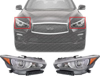 Set Of 2 Front Headlight Assembly Right Passenger & Left Driver Side Direct Replacement Compatible With 2014-2017 Infiniti Q50 IN2503157 IN2502157 260104HB0B 260604HB0B