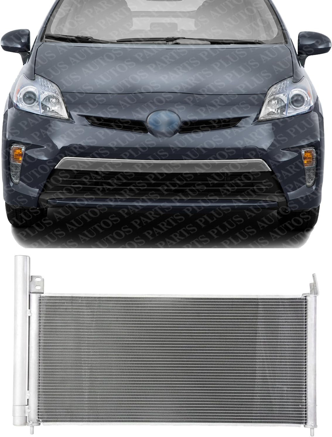 Front AC Condenser Aluminum Core Direct Replacement Compatible With 2010-2015 Toyota Prius / 2012-2015 Plug-In / 2011 Lexus CT200h TO3030316 8846047150